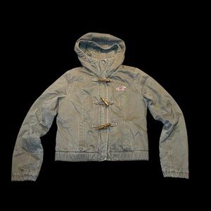 Hollister Olive Green Hooded Toggle Jacket